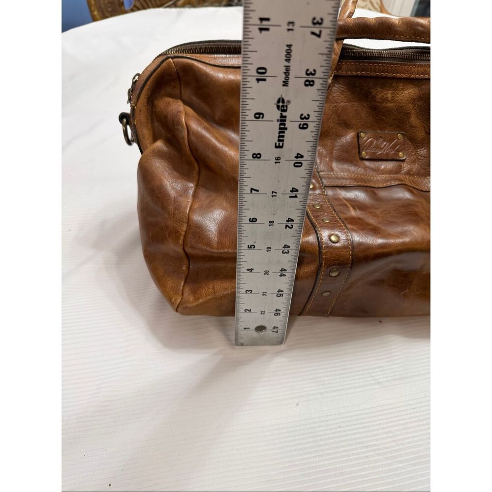 Patricia Nash Milano Distressed Brown Rugged Leather Carry On Duffle Bag - Picture 6 of 14